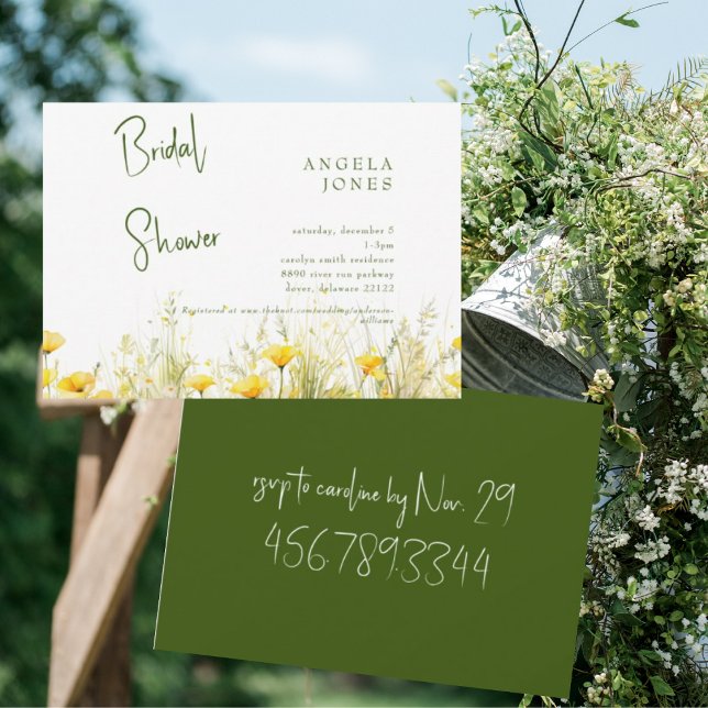  Yellow Floral &Green Modern Bridal Shower  Invitation (Creator Uploaded)