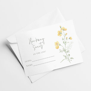 Yellow Floral Guess How Many Baby Shower Enclosure Card