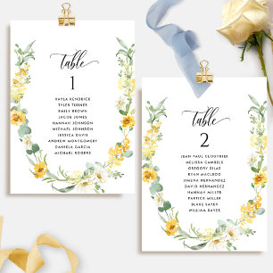 Yellow Floral, Guest Names Seating Plan Cards