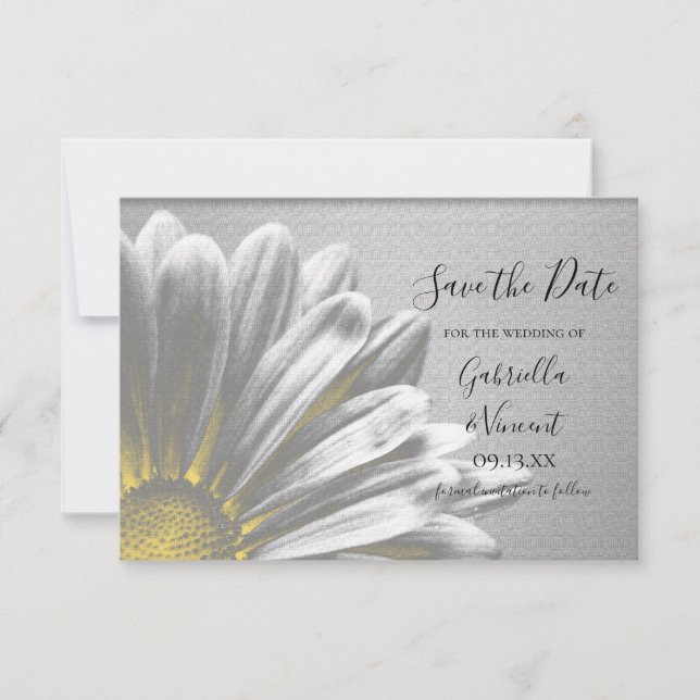 Yellow Floral Highlights Wedding Save the Date (Front)