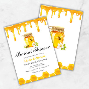 Yellow Floral Honey Bee Bridal Shower Invitation