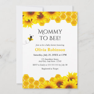 Yellow Floral Honeycomb Mummy to Bee Baby Shower  Invitation
