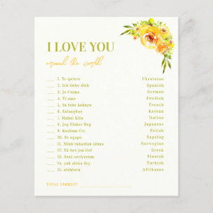 Yellow Floral I Love you Around the World Game