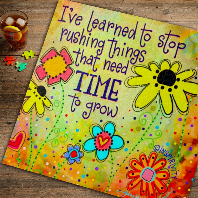 Yellow Floral Inspiring Inspirivity Artwork Quote  Jigsaw Puzzle (Creator Uploaded)