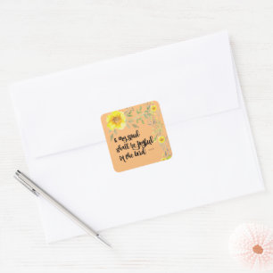 Yellow Floral Joy Bible Verse  Square Sticker
