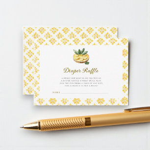 Yellow Floral Lemon Tart Baby Shower Diaper Raffle Enclosure Card