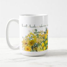 Yellow Floral 'Mindful Blooms' Mug