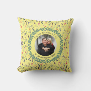 Yellow Floral MOM Photo Cushion