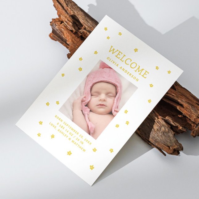Yellow floral New baby birth. Cute flowers newborn Announcement (Creator Uploaded)