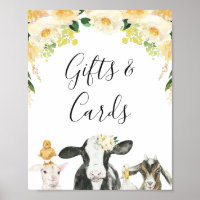 Yellow Floral Oink Moo Neigh Farm Baby Shower Sign