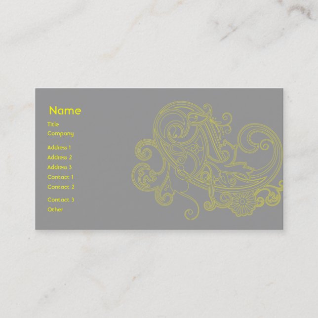 Yellow Floral Pattern - Business Business Card (Front)