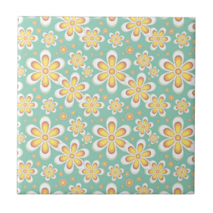 Yellow Floral Pattern Ceramic Tile