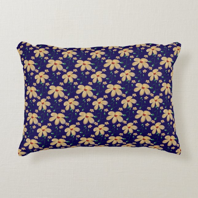 Yellow floral pattern  decorative cushion (Front)