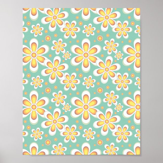 Yellow Floral Pattern Poster (Front)