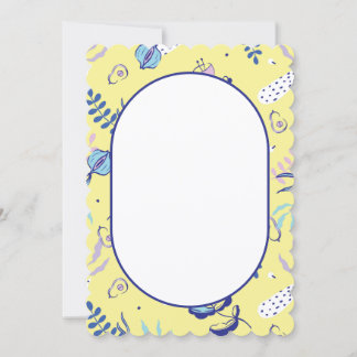 Yellow Floral Patterned Everyday Scallop Cut Note Card