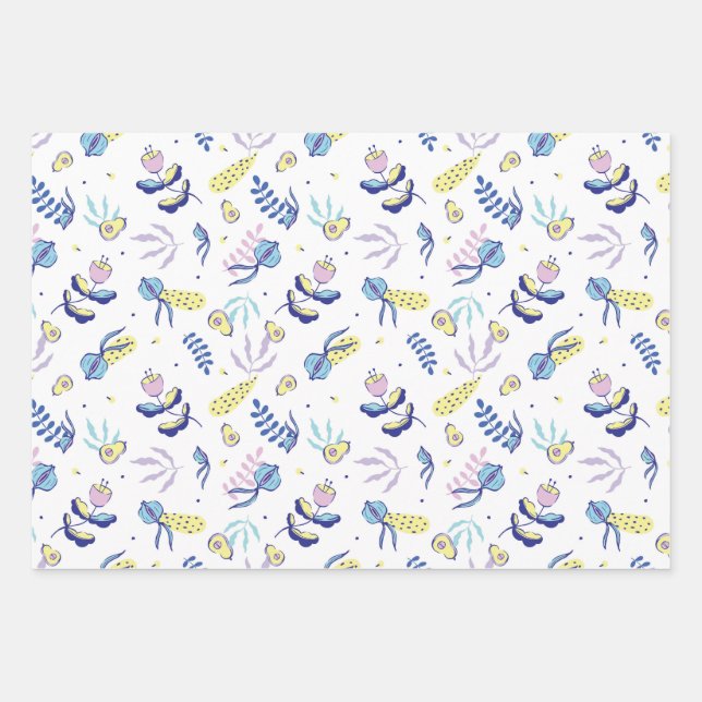 Yellow Floral Patterned Wrapping Paper (Front 2)