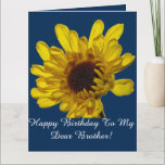 Yellow Floral Patterns Brother Birthday Card<br><div class="desc">Printed with beautiful image of yellow flower in blue background. Feel free to customise the messages as you wish!</div>