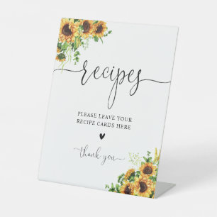 Yellow Floral Recipe Card Sign