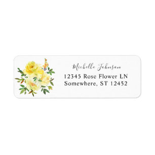 Yellow Floral Return Address Label