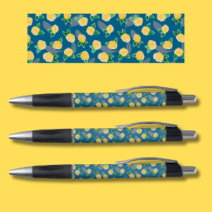 Yellow Floral Rose on blue