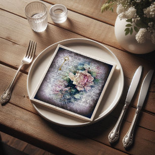 Yellow Floral Rose Victorian Ephemeral Decoupage Napkin