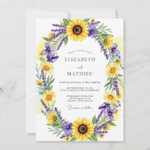 Yellow Floral Rustic Wedding Invitation