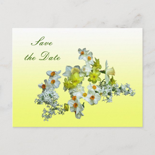 Yellow Floral Save the Date Wedding Announcement Postcard (Front)