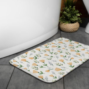 Yellow Floral Scandinavian Bath Mat