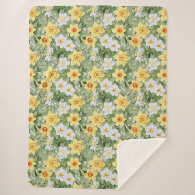Yellow Floral Sherpa Blanket (Front)