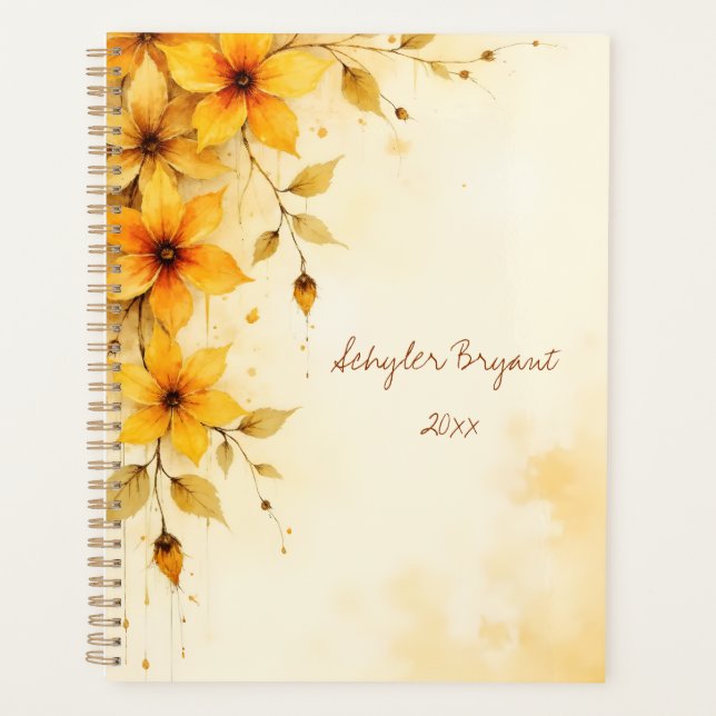 Yellow Floral Spiral-bound Spring Botanical Planner (Front)
