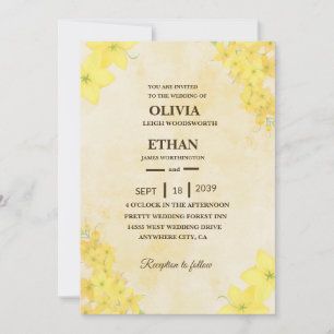 Yellow floral spring wedding invitation