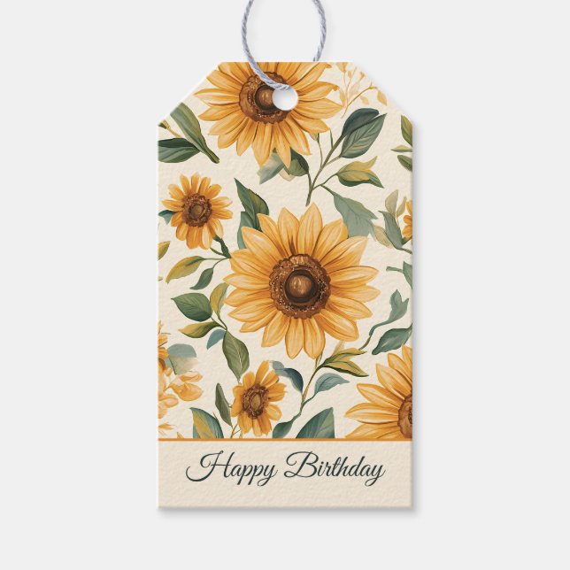 Yellow Floral Sunflowers  Gift Tags (Front)