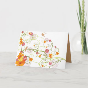 Yellow Floral Swallows Invitation / Save Date / TQ