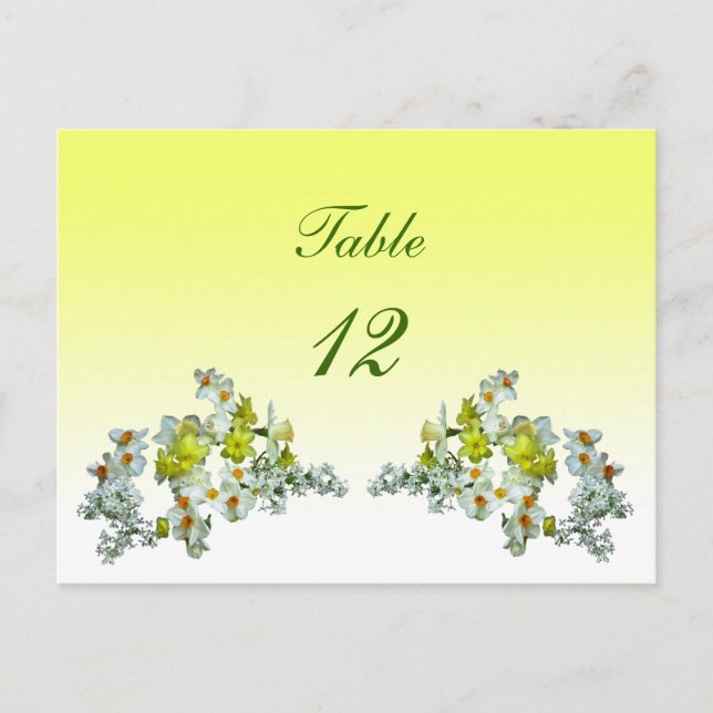 Yellow Floral Table Number Postcard (Front)
