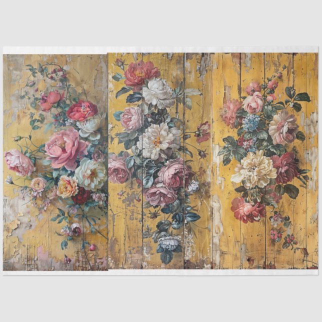 Yellow Floral Tissue Paper For Breadboards (Front)