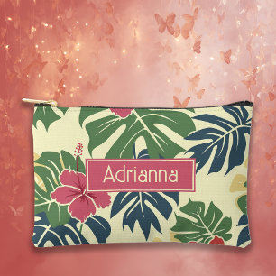 Yellow Floral Tropical Accessory Pouch