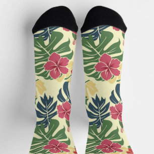 Yellow Floral Tropical  Socks