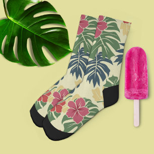 Yellow Floral Tropical  Socks