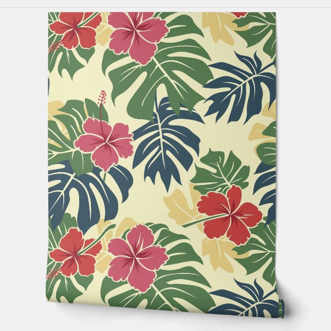 Yellow Floral Tropical  Wallpaper (Unrolling)