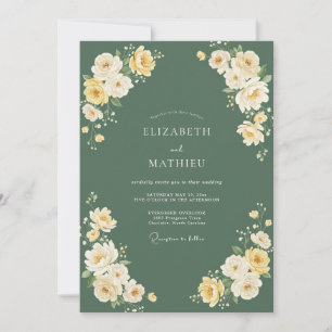 Yellow Floral Verdant Romance Wedding Invitation