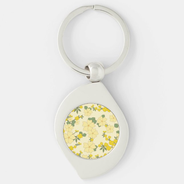 Yellow floral vintage flower keychain (Front)