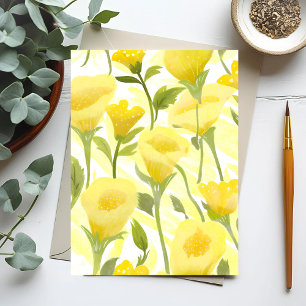 Yellow Floral Watercolor Painting Postcard