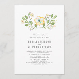 Yellow Floral Watercolor Rehearsal Dinner Invitation