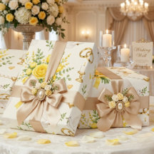 Yellow Floral Wedding and Engagement Gift Wrap