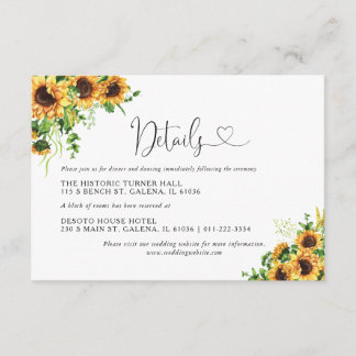 Yellow Floral Wedding Details Enclosure   Card