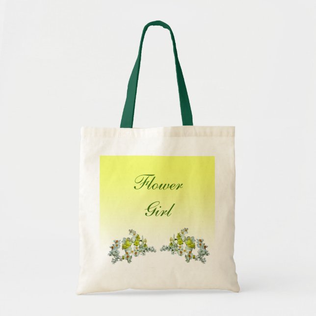 Yellow Floral Wedding Flower Girl Tote Bag (Front)