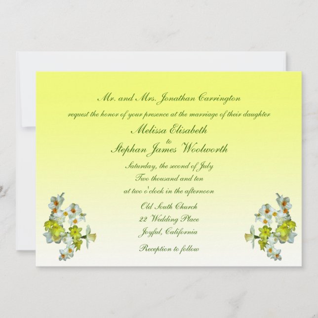 Yellow Floral Wedding Invitation (Front)