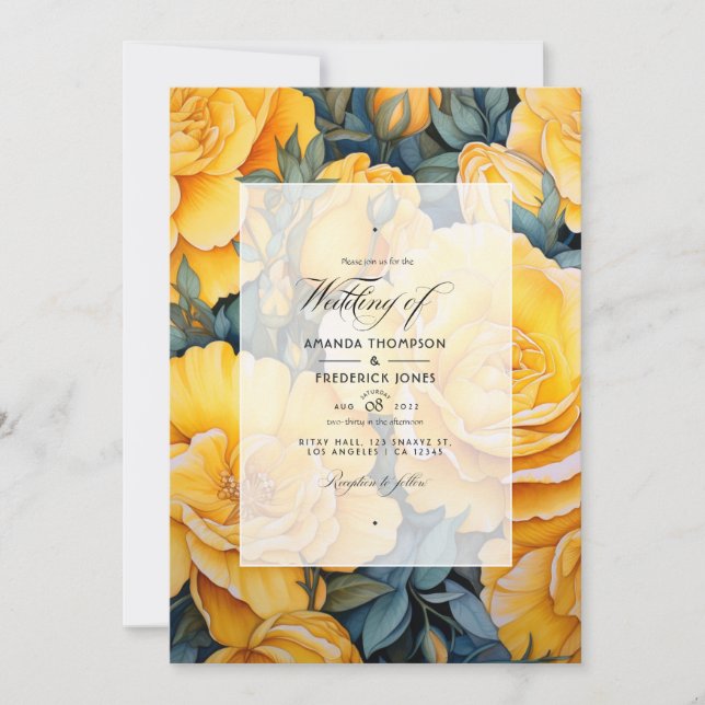 Yellow Floral Wedding Invitation (Front)