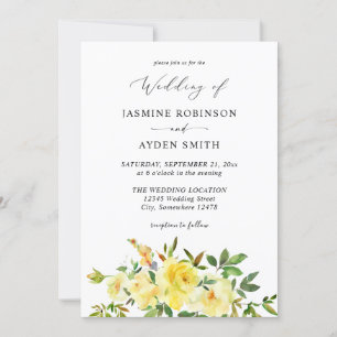 Yellow Floral Wedding Invitation