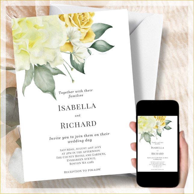 Yellow Floral | Wedding  Invitation (Creator Uploaded)